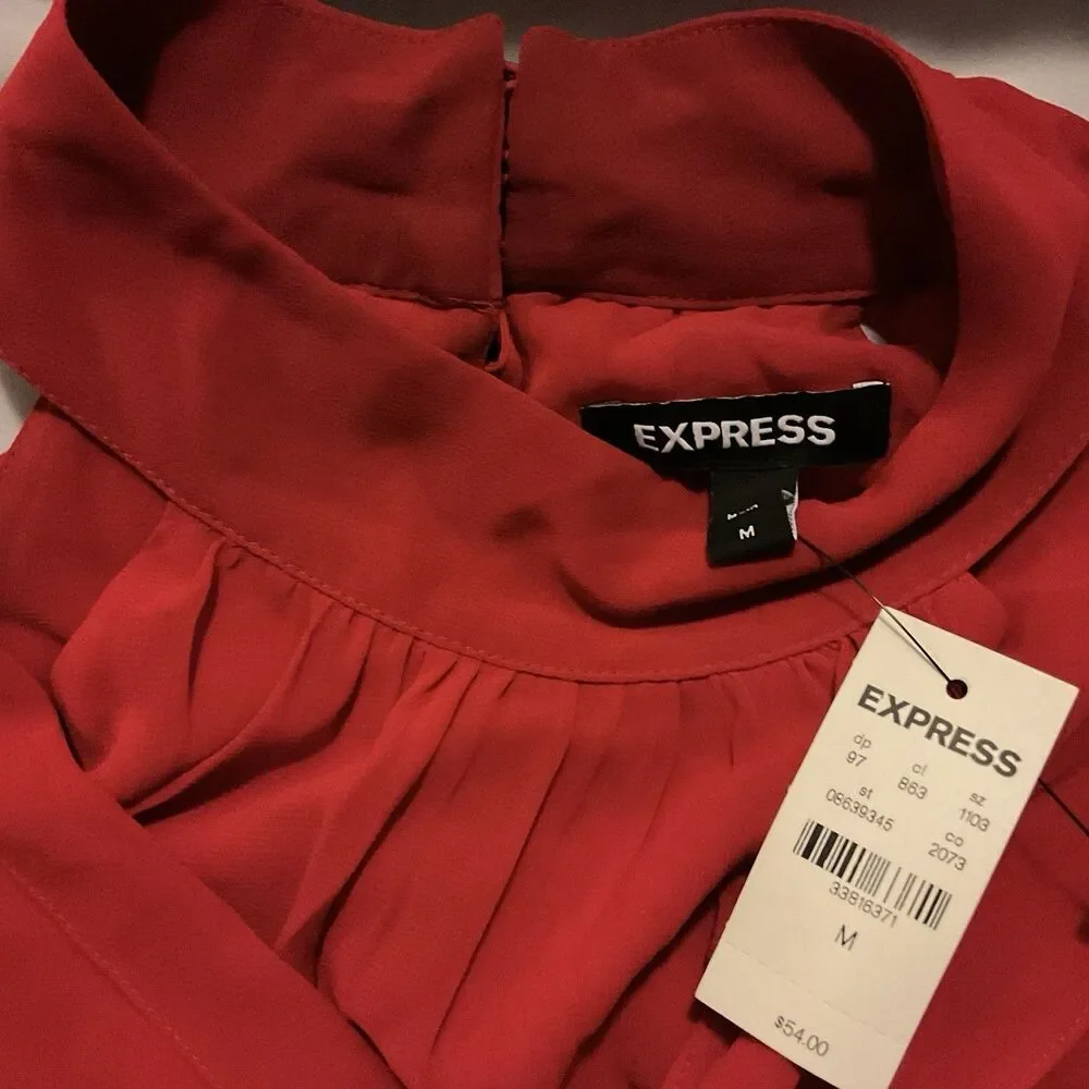 Express Women’s Tie Neck Halter Sleeveless Top Size Medium Red - Picture 6 of 9